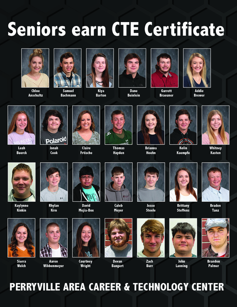 Photo collage of student who earned CTE Certificates