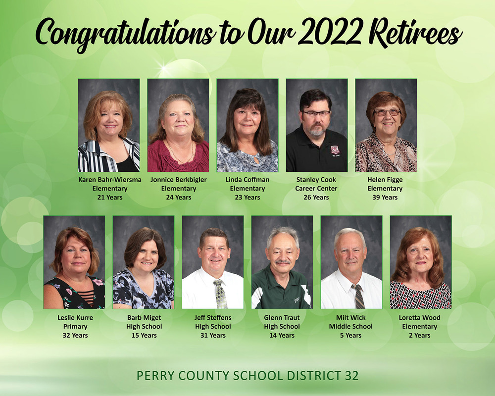 Photos of the 2022 Retirees, text in body of article