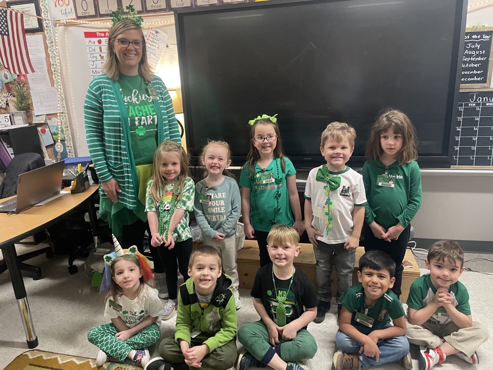 Mrs. Kasten's Little Pirate classroom dressed in green