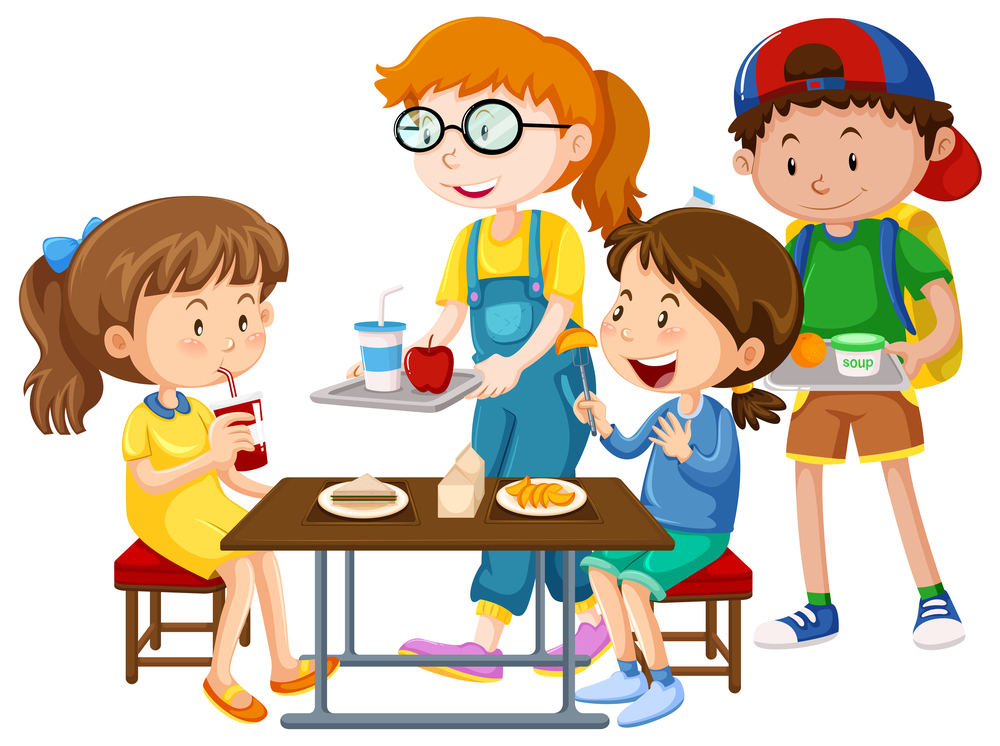 Cartoon of school cafeteria